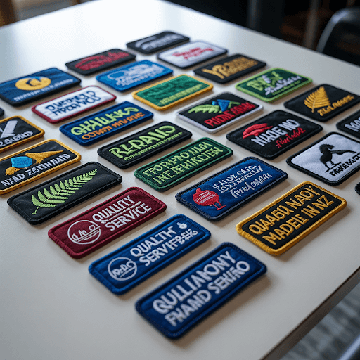 An array of custom patches for businesses.