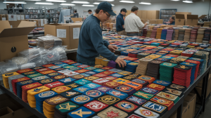 Custom patches organized in bulk quantities