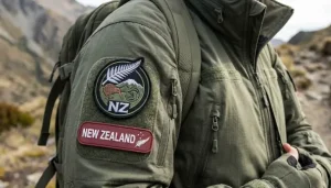 Embroidered Velcro patch NZ and PVC Velcro patch New Zealand on a tactical jacket